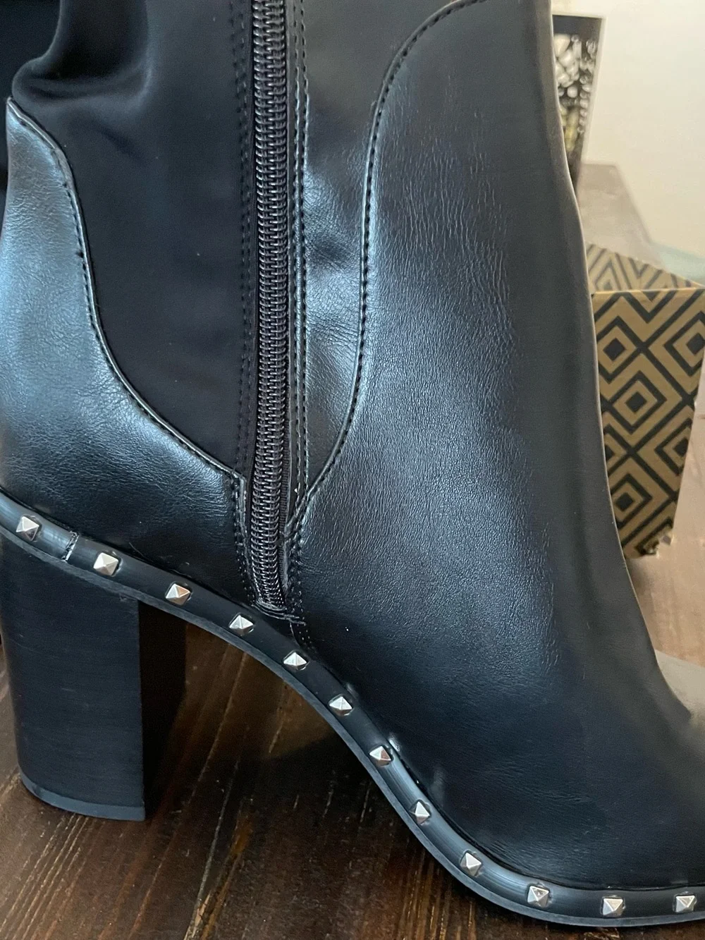 Charles By Charles David Black Studded Over-the-Knee Block Heel Boots